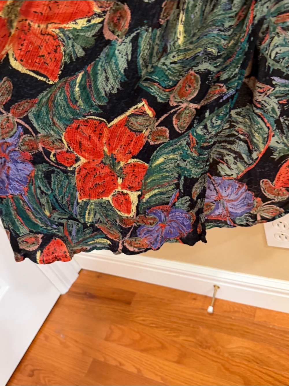 Vintage Together! Floral Wrap Midi Dress in Green, Red, Purple Fruit Small - Picture 7 of 12